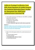 California Paralegal Certification Exam With Actual Questions & Verified Answers&comma; Plus Explained Rationales&sol;Expert Verified For Guaranteed Pass 2026&sol;Latest Updated&sol;Instant Download Pdf