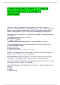 CHFM PRACTICE TEST 51 THRU 75 QUESTIONS WITH CORRECT ANSWERS
