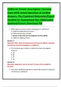 California Private Investigator Licensing Exam With Actual Questions & Verified Answers&comma; Plus Explained Rationales&sol;Expert Verified For Guaranteed Pass 2026&sol;Latest Updated&sol;Instant Download Pdf