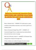 California Commercial Insurance Exam 2025 &ndash; 250&plus; Questions & Verified Answers &vert; INS305 &vert; CPP&comma; BPP&comma; Endorsements&comma; Subrogation