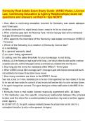 Kentucky Real Estate Exam Study Guide- &lpar;KREC Rules&comma; License Law&comma; Continuing Education & Agency Relationships&rpar; exam set questions and answers verified A&plus; tips NEW&excl;&excl;&excl;&period;pdf