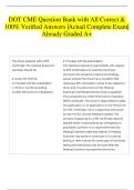 DOT CME Question Bank with All Correct & 100&percnt; Verified Answers &vert;Actual Complete Exam&vert; Already Graded A&plus; 