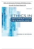 Etḣics In Information Tecḣnology 6tḣ Edition George     Reynolds Test Bank Cḣapter 1-10