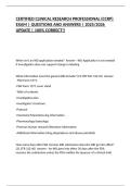 CERTIFIED CLINICAL RESEARCH PROFESSIONAL &lpar;CCRP&rpar; EXAM &vert; QUESTIONS AND ANSWERS &vert; 2025&sol;2026 UPDATE &vert; 100&percnt; CORRECT&excl;&excl;