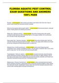 FLORIDA AQUATIC PEST CONTROL  EXAM QUESTIONS AND ANSWERS  100&percnt; PASS