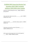FLORIDA DMV Drugs And Alcohol Test  Questions With 100&percnt; Complete  Solutions 2025&vert;2026 Latest Update