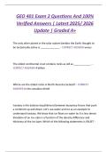 GEO 401 Exam 2 Questions And 100&percnt;  Verified Answers &vert; Latest 2025&sol; 2026  Update &vert; Graded A&plus;