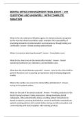 DENTAL OFFICE MANAGEMENT FINAL EXAM &vert; 144 QUESTIONS AND ANSWERS &vert; WITH COMPLETE SOLUTION