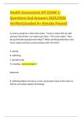 Health Assessment ATI EXAM 1&colon;  Questions And Answers 2025&sol;2026  Verified&vert;Graded A&plus; Already Passed&excl;