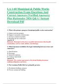 LA 1-60 Municipal & Public Works  Construction Exam Questions And  Correct Answers &lpar;Verified Answers&rpar;  Plus Rationales 2026 Q&A &vert; Instant  Download Pdf