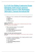 LA 3-41 Gas Fitting Contractor Exam  Questions And Correct Answers  &lpar;Verified Answers&rpar; Plus Rationales  2026 Q&A &vert; Instant Download Pdf