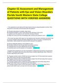 Chapter 63 Assessment and Management of Patients with Eye and Vision Disorders Florida South Western State College QUESTIONS WITH VERIFIED ANSWERS