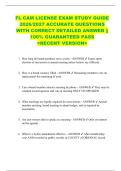 FL CAM LICENSE EXAM STUDY GUIDE  2026&sol;2027 ACCURATE QUESTIONS  WITH CORRECT DETAILED ANSWER &vert;&vert;  100&percnt; GUARANTEED PASS  <RECENT VERSION> 
