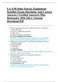 LA 4-50 Solar Energy Equipment  Installer Exam Questions And Correct  Answers &lpar;Verified Answers&rpar; Plus  Rationales 2026 Q&A &vert; Instant  Download Pdf