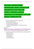 BUILDING COMMISSIONING  PROFESSIONAL &lpar;BCXP&rpar; CERTIFICATION  EXAMINATION QUESTION AND  CORRECT ANSWERS &lpar;VERIFIED  ANSWERS&rpar; PLUS RATIONALES 2026 Q&A  INSTANT DOWNLOAD PDF 