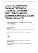 CERTIFIED ELECTRICAL SAFETY  COMPLIANCE PROFESSIONAL  EXAMINATION QUESTION AND  CORRECT ANSWERS &lpar;VERIFIED  ANSWERS&rpar; PLUS RATIONALES 2026 Q&A  INSTANT DOWNLOAD PDF 