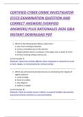 CERTIFIED CYBER CRIME INVESTIGATOR  &lpar;CCCI&rpar; EXAMINATION QUESTION AND  CORRECT ANSWERS &lpar;VERIFIED  ANSWERS&rpar; PLUS RATIONALES 2026 Q&A  INSTANT DOWNLOAD PDF