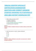 TABLEAU DESKTOP SPECIALIST  CERTIFICATION EXAMINATION  QUESTION AND CORRECT ANSWERS  &lpar;VERIFIED ANSWERS&rpar; PLUS RATIONALES  2026 Q&A INSTANT DOWNLOAD PDF 