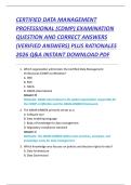 CERTIFIED DATA MANAGEMENT  PROFESSIONAL &lpar;CDMP&rpar; EXAMINATION  QUESTION AND CORRECT ANSWERS  &lpar;VERIFIED ANSWERS&rpar; PLUS RATIONALES  2026 Q&A INSTANT DOWNLOAD PDF 