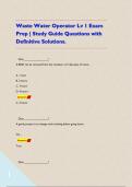 Waste Water Operator Lv 1 Exam Prep &vert; Study Guide Questions with Definitive Solutions&period;    