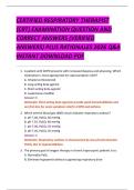 CERTIFIED RESPIRATORY THERAPIST  &lpar;CRT&rpar; EXAMINATION QUESTION AND  CORRECT ANSWERS &lpar;VERIFIED  ANSWERS&rpar; PLUS RATIONALES 2026 Q&A  INSTANT DOWNLOAD PDF 