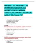 CERTIFIED CASE MANAGER &lpar;CCM&rpar;  EXAMINATION QUESTION AND  CORRECT ANSWERS &lpar;VERIFIED  ANSWERS&rpar; PLUS RATIONALES 2026 Q&A  INSTANT DOWNLOAD PDF