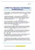 CMGT Final Questions with Detailed  Verified Answers