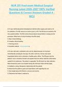 NUR 201 Final exam Medical Surgical Nursing Latest 2026&ndash;2027 100&percnt; Verified Questions & Correct Answers Graded A - WCU 