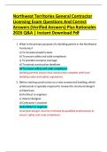 Northwest Territories General Contractor Licensing Exam Questions And Correct  Answers &lpar;Verified Answers&rpar; Plus Rationales 2026 Q&A &vert; Instant Download Pdf 