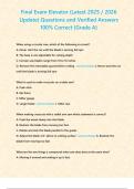 Final Exam Elevator &lpar;Latest 2025 2026 Update&rpar; Questions and Verified Answers 100- Correct -Grade