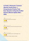 Ca Grade 2 Wastewater Treatment Operator Practice Exam 1 &vert; Comprehensive Practice Test&vert; Exam Questions & Expertly Verified Answers &lpar;Newest Update 2025 &vert; 2026&rpar;      