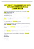 KEY REALTY EXAM QUESTIONS WITH  100&percnt; COMPLETE SOLUTIONS&vert;  LATEST UPDATE