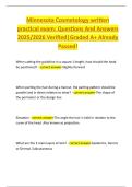 Minnesota Cosmetology written  practical exam&colon; Questions And Answers  2025&sol;2026 Verified&vert;Graded A&plus; Already  Passed&excl;