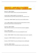 CONCRETE - HANDLING & PLACEMENT QUESTIONS WITH CORRECT ANSWERS