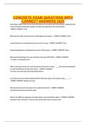 CONCRETE EXAM QUESTIONS WITH CORRECT ANSWERS 