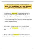NEVADA LIFE & HEALTH INSURANCE EXAM  QUESTIONS AND ANSWERS 100&percnt; PASS &vert;ALREADY  GRADED A&plus;&vert; VERIFIED AND UPDATED 