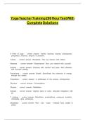 YOGA TEACHER TRAINING 200 HOUR TEST WITH COMPLETE SOLUTIONS
