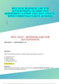 WGU D216 BUSINESS LAW FOR ACCOUNTANTS&colon; OA OBJECTIVE ASSESSMENT &lpar;LATEST 2026&ndash;2027 UPDATE&rpar;&comma; WITH CORRECT&sol;ACCURATE ANSWERS