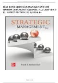 Test Bank Strategic Management 6th Edition &lpar; Frank Rothaermel&rpar; All Chapter 1-12&vert; Latest Edition 2025