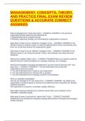 MANAGEMENT- CONCEPTS&comma; THEORY&comma; AND PRACTICE FINAL EXAM REVIEW QUESTIONS & ACCURATE CORRECT ANSWERS