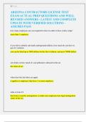 ARIZONA CONTRACTORS LICENSE TEST  EXAM ACTUAL PREP QUESTIONS AND WELL  REVISED ANSWERS - LATEST AND COMPLETE  UPDATE WITH VERIFIED SOLUTIONS &ndash;  ASSURES PASS 