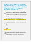 MICHIGAN LIFE AND HEALTH INSURANCE  PRACTICE EXAM ACTUAL PREP QUESTIONS  AND WELL REVISED ANSWERS - LATEST AND  COMPLETE UPDATE WITH VERIFIED  SOLUTIONS &ndash; ASSURES PASS 
