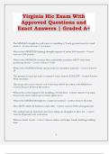 Virginia Hic Exam With  Approved Questions and  Exact Answers &vert; Graded A&plus;