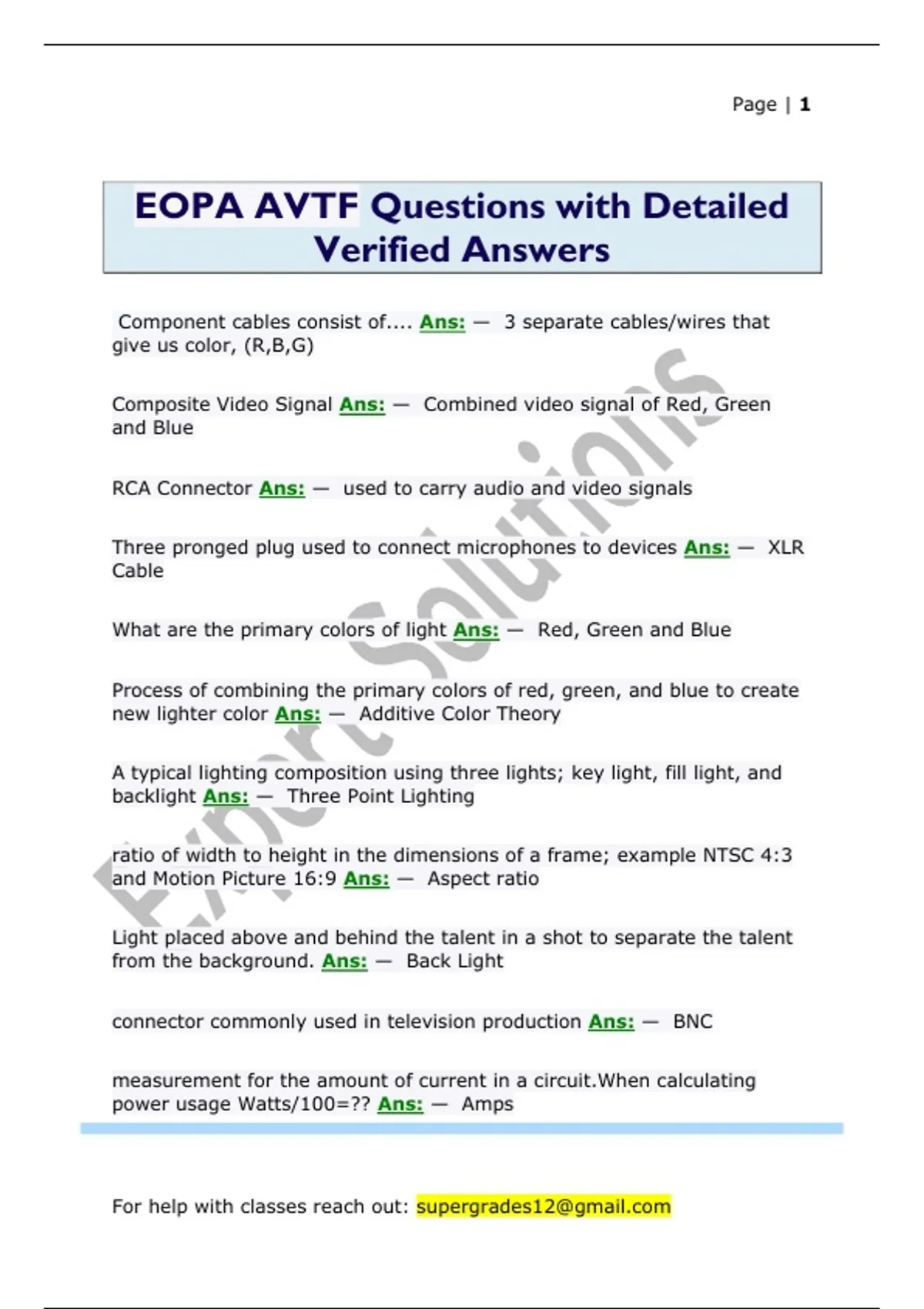 EOPA AVTF Questions with Detailed Verified Answers - EOPA - Stuvia US