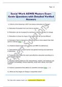 Social Work ASWB Masters Exam  Guide Questions with Detailed Verified  Answers
