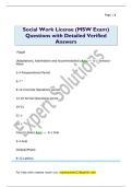Social Work License &lpar;MSW Exam&rpar;  Questions with Detailed Verified  Answers