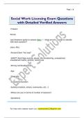 Social Work Licensing Exam Questions  with Detailed Verified Answers 