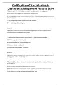 Certification of Specialization in Operations Management Practice Exam