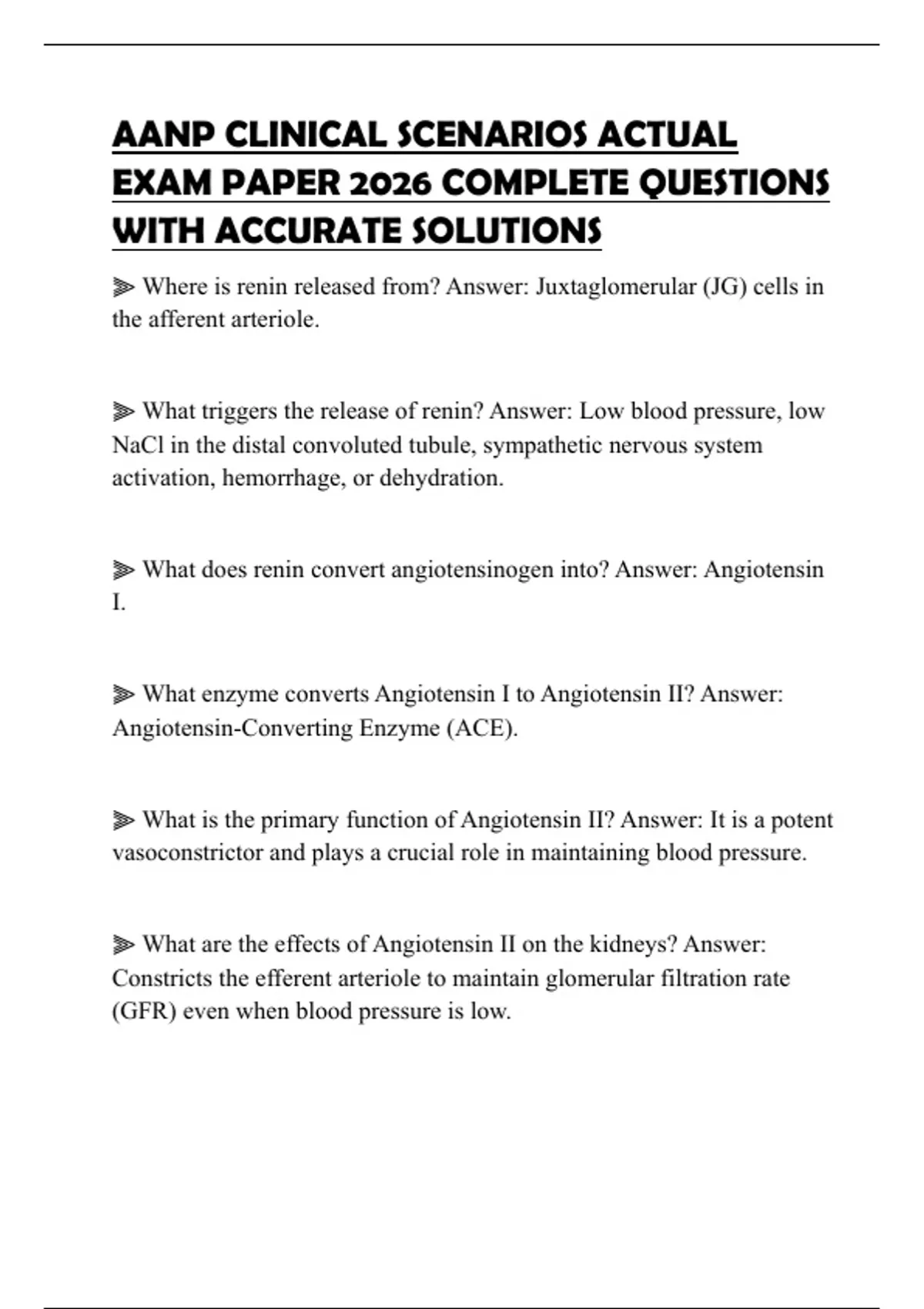 AANP CLINICAL SCENARIOS ACTUAL EXAM PAPER 2026 COMPLETE QUESTIONS WITH ...