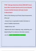 FITSP - Manager Questions Newest 2026-2027 Actual  Exam With Complete Questions And Correct Detailed  Answers &lpar;Verified Answers&rpar; &vert;&vert;Already Graded  A&plus;&vert;Brand New&excl;&excl;